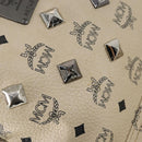 MCM Vicetos Logogram Backpack PVC Leather White Silver Auth gh883-20