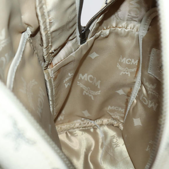 MCM Vicetos Logogram Backpack PVC Leather White Silver Auth gh883