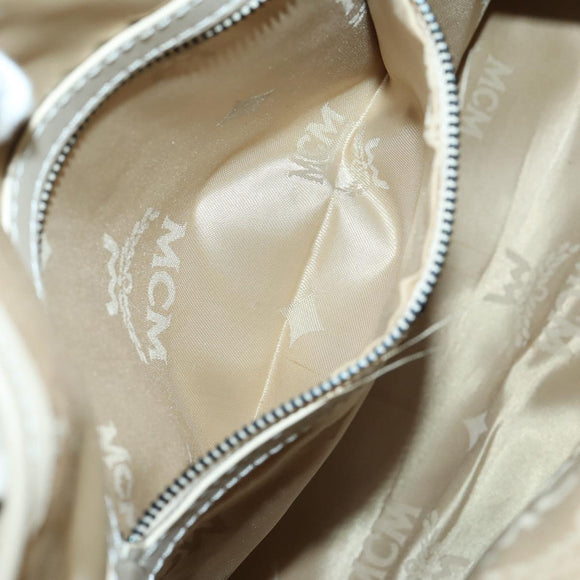 MCM Vicetos Logogram Backpack PVC Leather White Silver Auth gh883