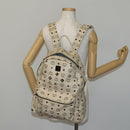 MCM Vicetos Logogram Backpack PVC Leather White Silver Auth gh883-24