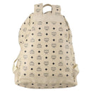 MCM Vicetos Logogram Backpack PVC Leather White Silver Auth gh883-2