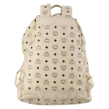 MCM Vicetos Logogram Backpack PVC Leather White Silver Auth gh883 - 0