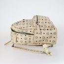 MCM Vicetos Logogram Backpack PVC Leather White Silver Auth gh883-4