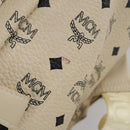 MCM Vicetos Logogram Backpack PVC Leather White Silver Auth gh883-5