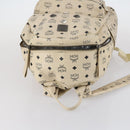 MCM Vicetos Logogram Backpack PVC Leather White Silver Auth gh883-7
