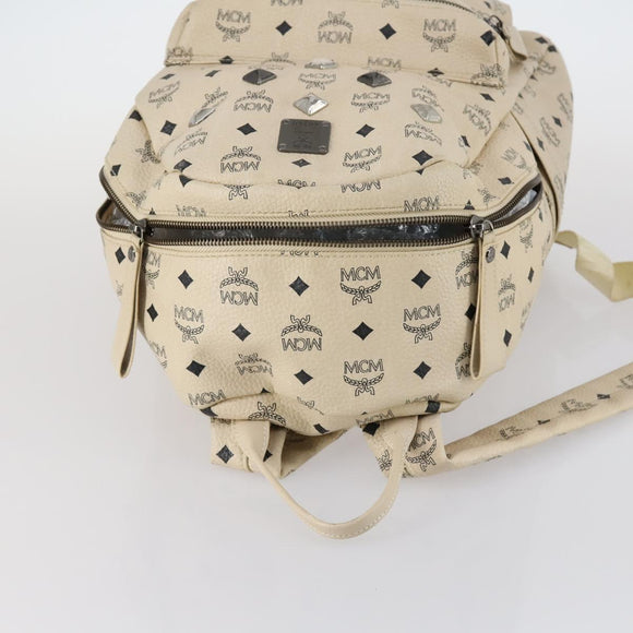 MCM Vicetos Logogram Rucksack PVC-Leder Weiß Silber Auth gh883