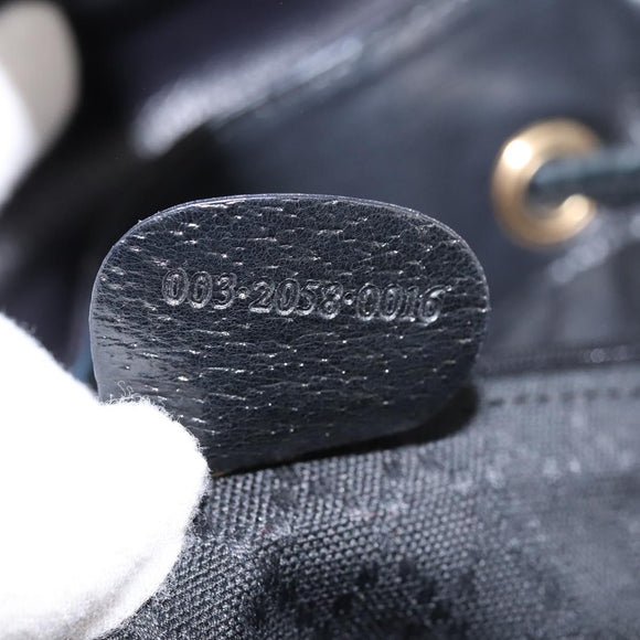 GUCCI Bamboo Backpack Leather Navy Gold 003 2058 0016 Auth gh884