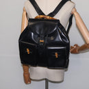 GUCCI Bamboo Backpack Leather Navy Gold 003 2058 0016 Auth gh884-24