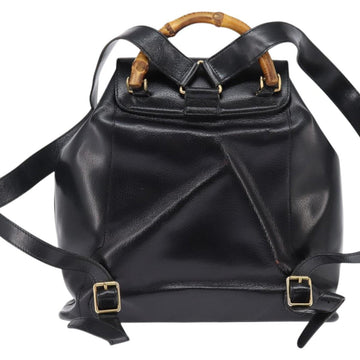 GUCCI Bamboo Backpack Leather Navy Gold 003 2058 0016 Auth gh884 - 0