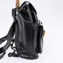 GUCCI Bamboo Backpack Leather Navy Gold 003 2058 0016 Auth gh884-4