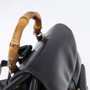 GUCCI Bamboo Backpack Leather Navy Gold 003 2058 0016 Auth gh884-6