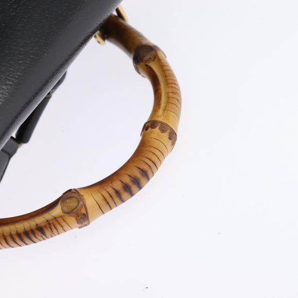 GUCCI Bamboo Backpack Leather Navy Gold 003 2058 0016 Auth gh884