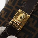 FENDI Zucca Canvas Hand Bag 2way Black Brown Auth gh886-19