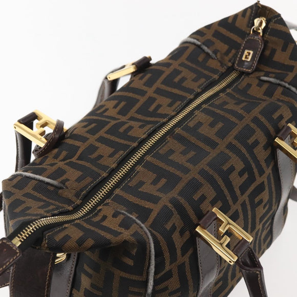 FENDI Zucca Canvas Hand Bag 2way Black Brown Auth gh886