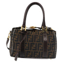 FENDI Zucca Canvas Hand Bag 2way Black Brown Auth gh886-13