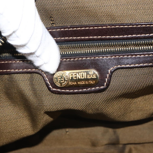 FENDI Zucca Canvas Hand Bag 2way Black Brown Auth gh886