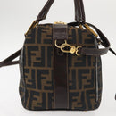 FENDI Zucca Canvas Hand Bag 2way Black Brown Auth gh886-3