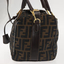FENDI Zucca Canvas Hand Bag 2way Black Brown Auth gh886-4