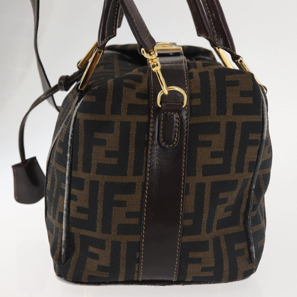 FENDI Zucca Canvas Hand Bag 2way Black Brown Auth gh886