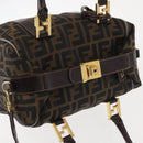 FENDI Zucca Canvas Hand Bag 2way Black Brown Auth gh886-6