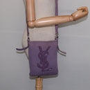 SAINT LAURENT Kahala Shoulder Bag Canvas Purple Silver Auth gh889-19
