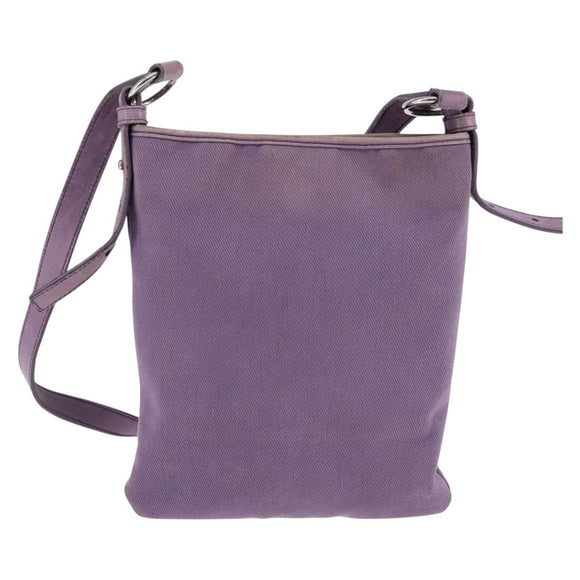 SAINT LAURENT Kahala Schultertasche Canvas Lila Silber Auth gh889