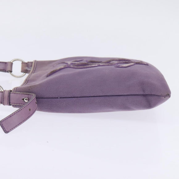 SAINT LAURENT Kahala Schultertasche Canvas Lila Silber Auth gh889