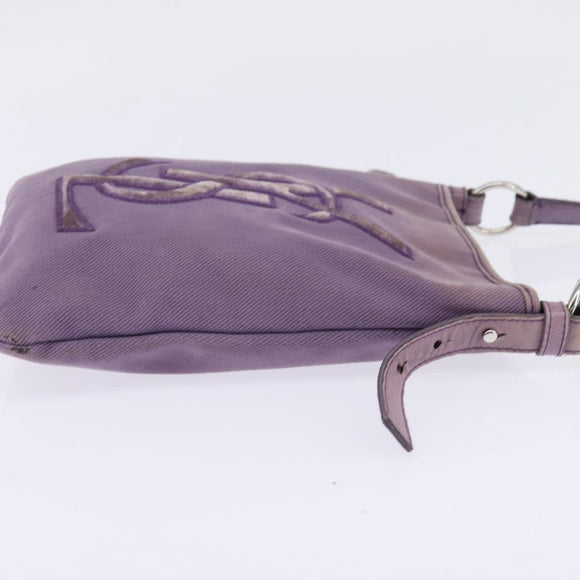 SAINT LAURENT Kahala Shoulder Bag Canvas Purple Silver Auth gh889