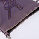 SAINT LAURENT Kahala Shoulder Bag Canvas Purple Silver Auth gh889-6
