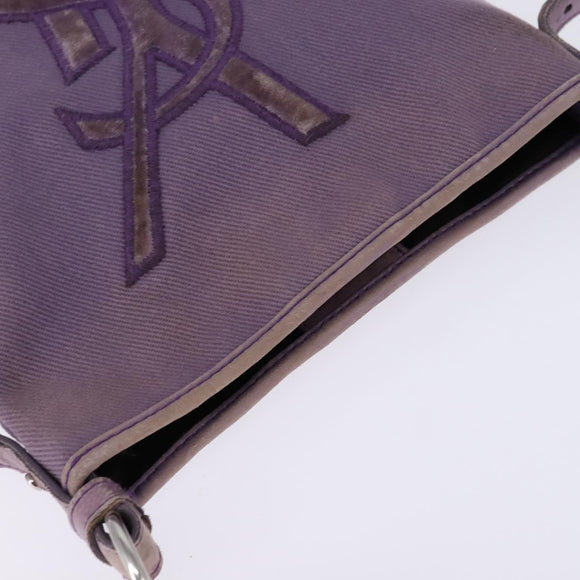 SAINT LAURENT Kahala Schultertasche Canvas Lila Silber Auth gh889