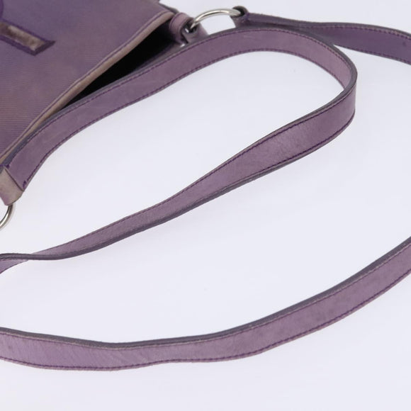 SAINT LAURENT Kahala Schultertasche Canvas Lila Silber Auth gh889