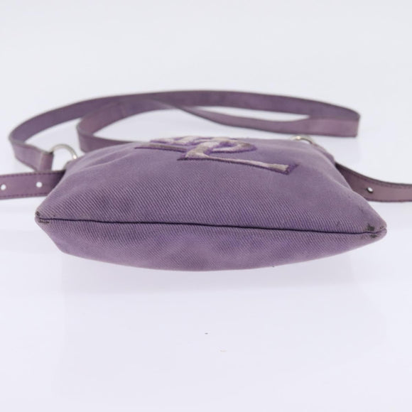 SAINT LAURENT Kahala Schultertasche Canvas Lila Silber Auth gh889