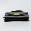 CELINE Hand Bag Leather Black Gold Auth gh890-5