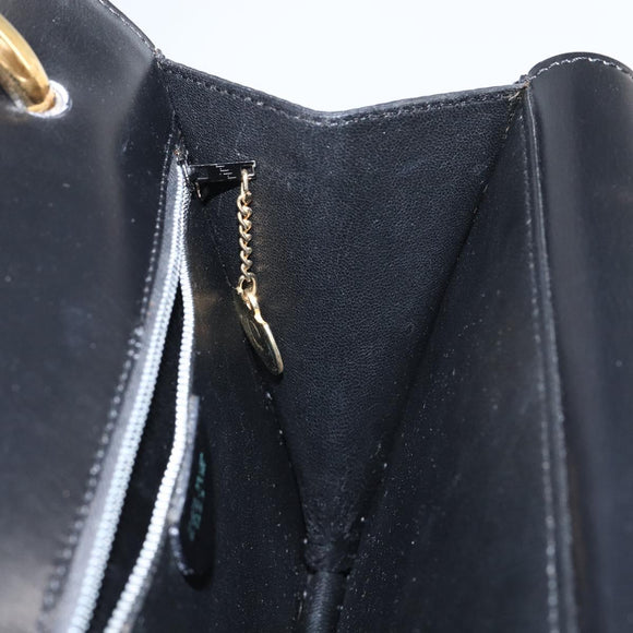 CELINE Hand Bag Leather Black Gold Auth gh890