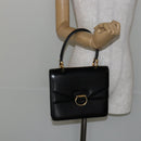CELINE Hand Bag Leather Black Gold Auth gh890-24