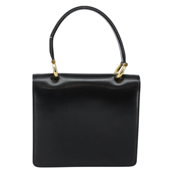 CELINE Hand Bag Leather Black Gold Auth gh890