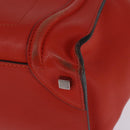 CELINE Luggage Hand Bag Leather 2way Orange Silver Auth gh891-14