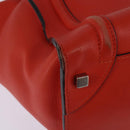 CELINE Luggage Hand Bag Leather 2way Orange Silver Auth gh891-15