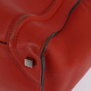 CELINE Luggage Hand Bag Leather 2way Orange Silver Auth gh891-16