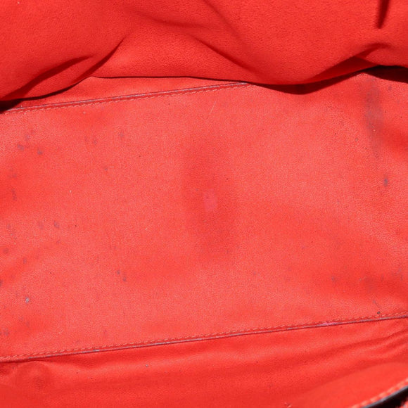 CELINE Luggage Hand Bag Leather 2way Orange Silver Auth gh891