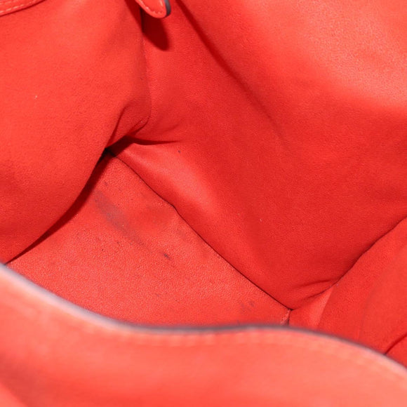 CELINE Luggage Hand Bag Leather 2way Orange Silver Auth gh891