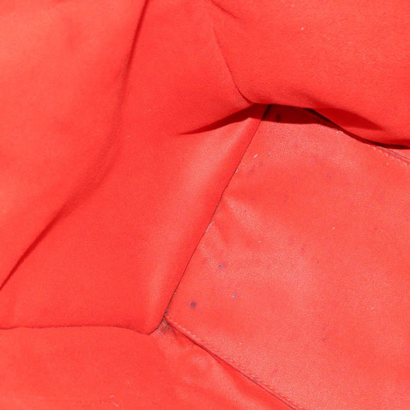 CELINE Luggage Hand Bag Leather 2way Orange Silver Auth gh891