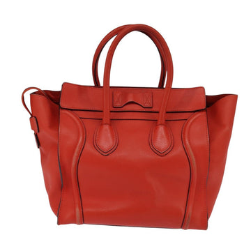 CELINE Luggage Hand Bag Leather 2way Orange Silver Auth gh891 - 0