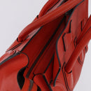 CELINE Luggage Hand Bag Leather 2way Orange Silver Auth gh891-6