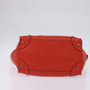 CELINE Luggage Hand Bag Leather 2way Orange Silver Auth gh891-5