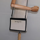 BALENCIAGA Shoulder Bag Canvas Leather White Silver 339937 Auth gh893-23