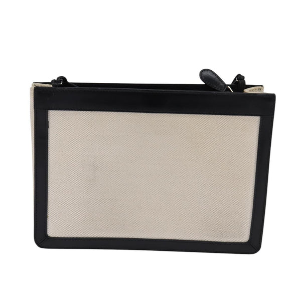 BALENCIAGA Shoulder Bag Canvas Leather White Silver 339937 Auth gh893