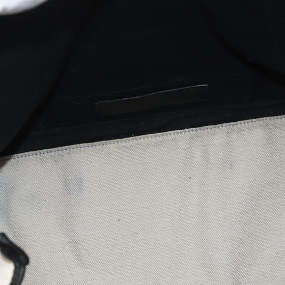 BALENCIAGA Navy Cabas M Bag Canvas Leather White Black Silver 581292 Auth gh894