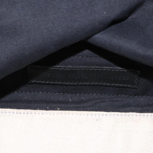 BALENCIAGA Navy Cabas M Bag Canvas Leather White Black Silver 581292 Auth gh894