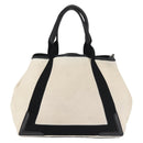 BALENCIAGA Navy Cabas M Bag Canvas Leather White Black Silver 581292 Auth gh894-2